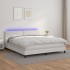 Cama box spring colchón y LED cuero sintético blanco 160x200