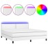 Cama box spring colchón y LED cuero sintético blanco 160x200