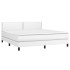 Cama box spring colchón y LED cuero sintético blanco 160x200