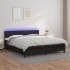 Cama box spring colchón y LED cuero sintético negro 160x200