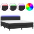 Cama box spring colchón y LED cuero sintético negro 160x200