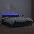 Cama box spring colchón y LED cuero sintético negro 160x200