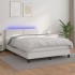 Cama box spring colchón y LED cuero sintético blanco 140x200