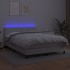 Cama box spring colchón y LED cuero sintético blanco 140x200