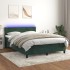 Cama box spring colchón y LED terciopelo verde oscuro