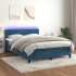 Cama box spring colchón y LED terciopelo azul oscuro 140x190