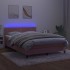 Cama box spring colchón y LED terciopelo rosa 140x200