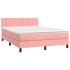 Cama box spring colchón y LED terciopelo rosa 140x190