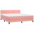 Cama box spring colchón y LED terciopelo rosa 160x200