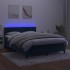 Cama box spring colchón y LED terciopelo azul oscuro 140x200