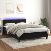 Cama box spring colchón y LED terciopelo negro 140x190 cm