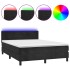 Cama box spring colchón y LED terciopelo negro 140x190