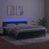 Cama box spring colchón y LED terciopelo verde oscuro