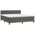 Cama box spring colchón y LED terciopelo gris oscuro 160x200