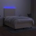 Cama box spring con colchón y LED tela crema 120x200