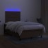 Cama box spring con colchón y LED tela marrón oscuro 120x200