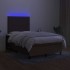 Cama box spring con colchón y LED tela marrón oscuro 120x200