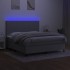 Cama box spring colchón y luces LED tela gris claro 160x200