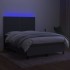 Cama box spring colchón y luces LED tela gris oscuro 140x190