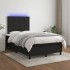 Cama box spring con colchón LED tela negro 120x200