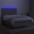 Cama box spring colchón y luces LED tela gris claro 140x200