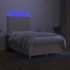 Cama box spring con colchón y LED tela crema 120x200