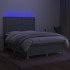 Cama box spring colchón y luces LED tela gris claro 140x190