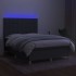 Cama box spring colchón y luces LED tela gris oscuro 140x200