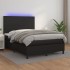 Cama box spring colchón y LED cuero sintético negro 140x190