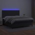 Cama box spring colchón y LED cuero sintético negro 160x200