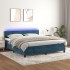 Cama box spring colchón y LED terciopelo azul oscuro 160x200