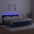 Cama box spring colchón y LED terciopelo azul oscuro 160x200