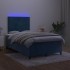 Cama box spring colchón y LED terciopelo azul oscuro 120x200