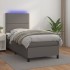 Cama box spring colchón y LED cuero sintético gris 100x200