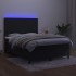 Cama box spring colchón y LED terciopelo negro 140x200