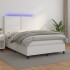 Cama box spring colchón y LED cuero sintético blanco 140x200