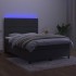 Cama box spring colchón y LED terciopelo gris oscuro 140x190