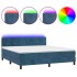 Cama box spring colchón y LED terciopelo azul oscuro 180x200