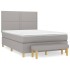 Cama box spring con colchón tela gris claro 140x190