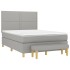 Cama box spring con colchón tela gris claro 140x190