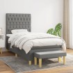 Cama box spring con colchón tela gris oscuro 90x190 cm