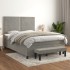 Cama box spring con colchón terciopelo gris claro 140x190