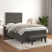 Cama box spring con colchón terciopelo gris oscuro 120x200 cm