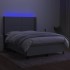 Cama box spring colchón y luces LED tela gris claro 140x190