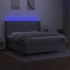 Cama box spring colchón y luces LED tela gris claro 160x200