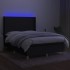 Cama box spring colchón y luces LED tela negro 140x200