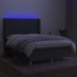 Cama box spring colchón y luces LED tela gris oscuro 140x190