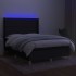 Cama box spring colchón y luces LED tela negro 140x190