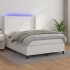 Cama box spring colchón y LED cuero sintético blanco 140x200