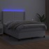 Cama box spring colchón y LED cuero sintético blanco 140x200